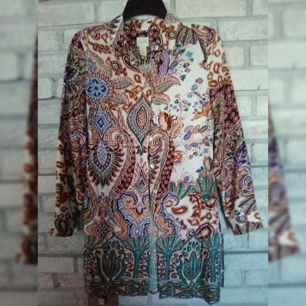 Chico's Paisley Knee Length Top Sz 00/ US Sz XS